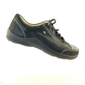 FINN COMFORT Germany Shoes Black  Textured  Leather CROC Print Sz 35 US 4.5